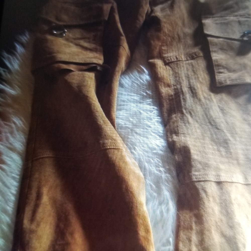Boho studded suede cargo pants